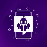 Electronic government icon with smart phone, digital transformation vector