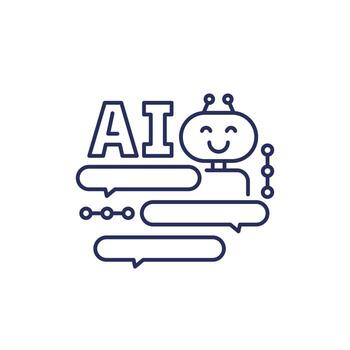AI chat bot icon, Artificial intelligence line vector