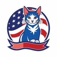 A cat with an american flag background vector