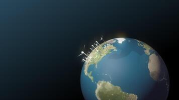 The earth is shown with a solar panel on top video
