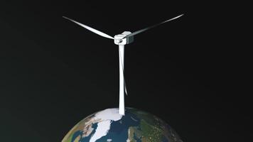 A wind turbine on top of a globe video
