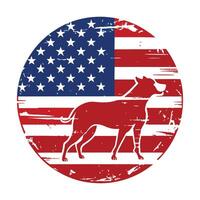 American flag with a dog silhouette in the center vector