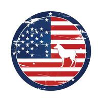 A dog silhouette in front of an american flag vector