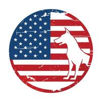 American flag dog silhouette illustration vector