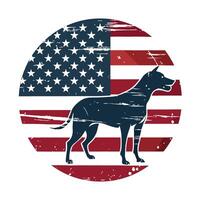 American flag and dog silhouette illustration vector