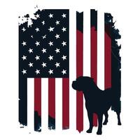 American flag and dog vector