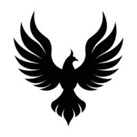 A black bird with wings spread out on a white background vector