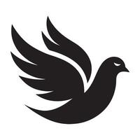 A black dove flying on a white background vector