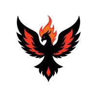 A black and red bird with flames on its wings vector