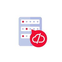 disconnected server icon on white, server offline vector