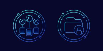 User base, personal data icon, linear design vector