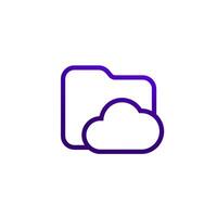 cloud folder icon in line design vector
