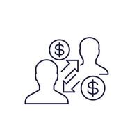 employee turnover cost icon in line design vector