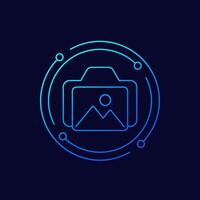 camera and photo icon, linear design vector