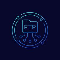 FTP icon with a file folder, linear design vector