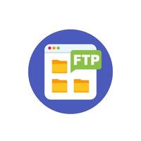 FTP icon with file folders, flat design vector