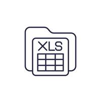 xls document line icon with a file folder vector
