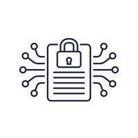 document protection line icon, cyber security vector