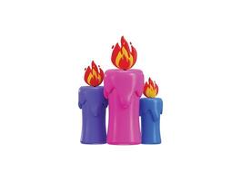 Colorful candle icon 3d render concept of decorative lamp on party or events vector