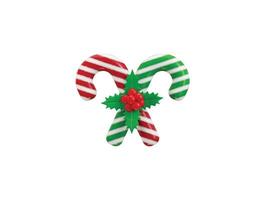 Christmas candy cane icon with holly berry leaves icon 3d rendering illustration vector