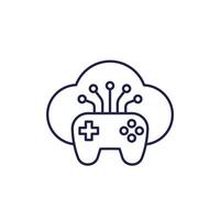 game server icon with a gamepad, cloud gaming line vector