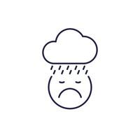 bad mood line icon with a cloud vector