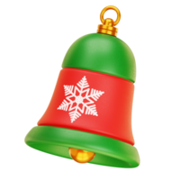 A green and red bell with a snowflake on it png