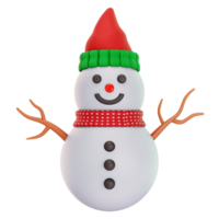 A snowman with a red hat and scarf png