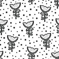watermelon seamless pattern with black and white polka dots vector