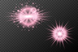 Set light effect Pink isolated flare explosion shiny dust line solar flare star spark neon light vector