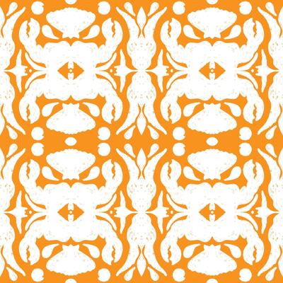 a pattern with white and orange flowers on it
