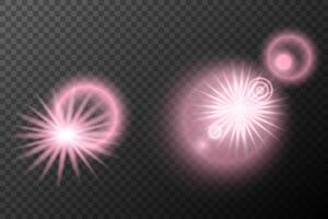 Set light effect Pink isolated flare explosion shiny dust line solar flare star spark neon light holidays vector