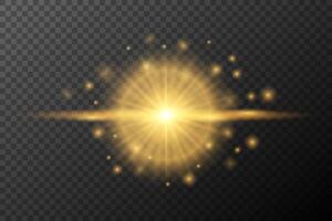 golden light burst with stars and sparkles on background vector
