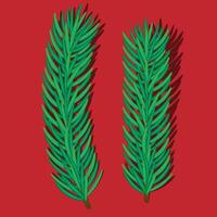 two green branches on a red background vector