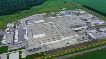 Aerial view of industrial area. Aerial view of factory plant producing video