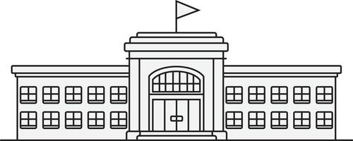 School building house icon illustration. House front view isolated on a white background. Flat style hand drawn illustration vector