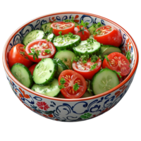 Bowl of Cucumbers with Tomatoes png
