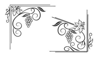 grape frame with leaves and grapes illustration vector