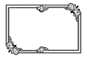 a black and white square frame with a scroll design vector