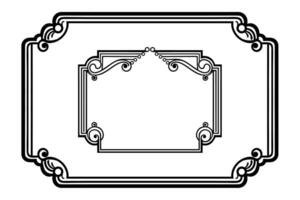 a black and white drawing of a frame with a decorative border vector