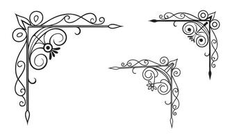 three decorative corner brackets with swirls vector