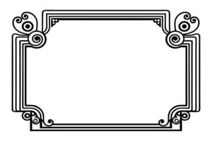 a black and white drawing of a frame with a decorative design vector