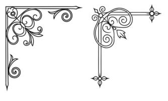 two decorative corner brackets, one with a scroll and the other with a swirl vector