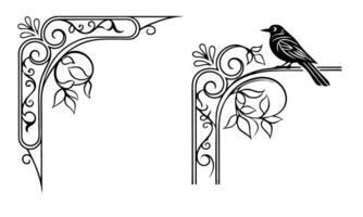 two ornate birdcages with a bird perched on top vector