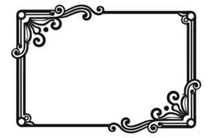 a black and white square frame with swirls vector