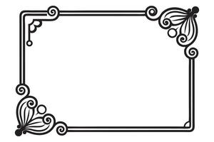 a black and white square frame with a flower design vector
