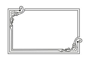 a black drawing of a frame with a scroll vector
