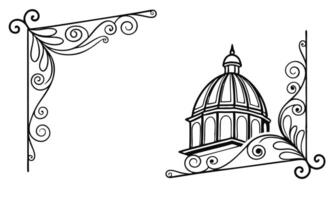 a drawing of a dome with ornate decorations vector