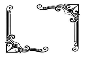 a black and white square frame with swirls vector