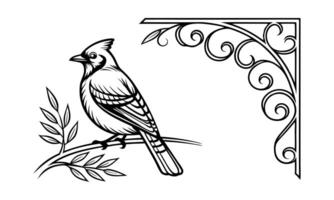 a drawing of a bird sitting on a branch vector
